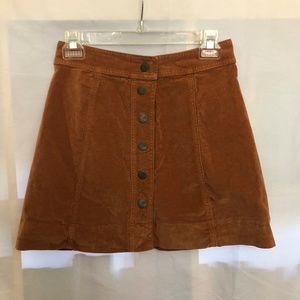 Madewell Rust Velveteen Snap Skirt